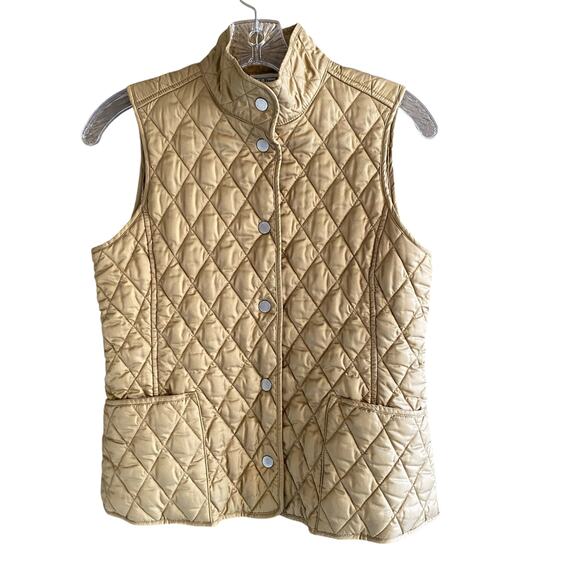 Women's L.L. BEAN Quilted Vest Size XS Tan Lined Insulated Snap Front 0 GCY1 - Picture 1 of 8